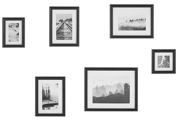 Set di 6 foto incorniciate Nero varie dimensioni moderno passpartout Decorazione da parete Gallery Ganci Beliani