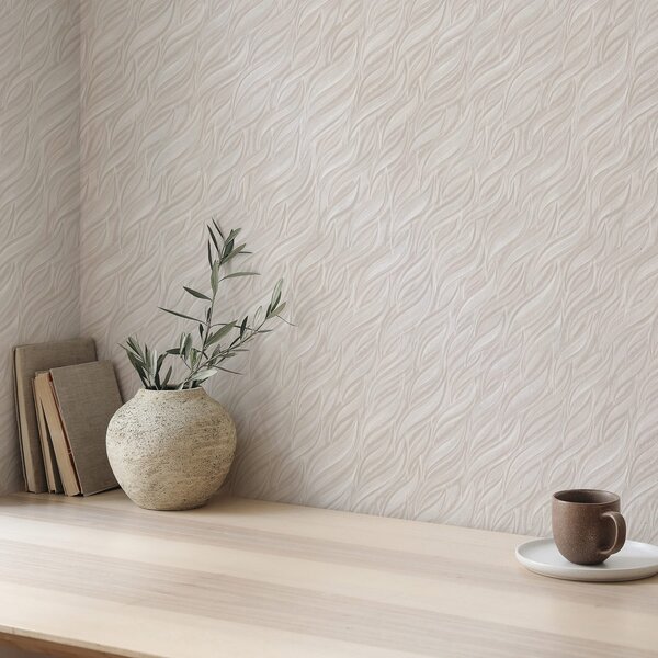 Carta da parati Pennellate materiche, beige caldo, Parati astratta classici, a00688 : Uwalls.it