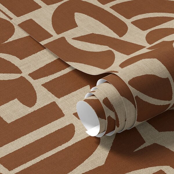 Carta da parati Forme geometriche in terracotta su lino, Parati astratta classici, a00774 : Uwalls.it
