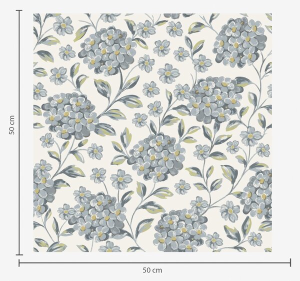Carta da parati Fiori e foglie cespugliosi in una palette di colori grigio-blu, Parati fiori e piante classici, a00778 : Uwalls.it