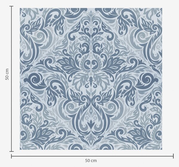 Carta da parati Damascato classico, blu intenso su azzurro, Parati stile asiatico classici, a00826 : Uwalls.it