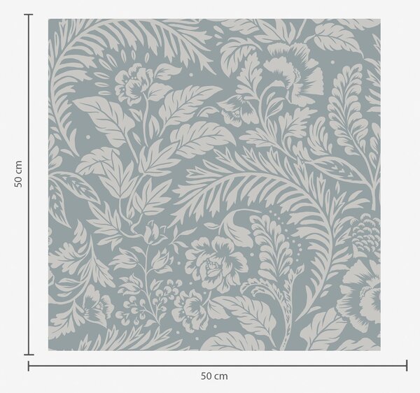 Carta da parati Motivo floreale monocromatico su sfondo grigio-blu, Parati fiori e piante classici, a00859 : Uwalls.it