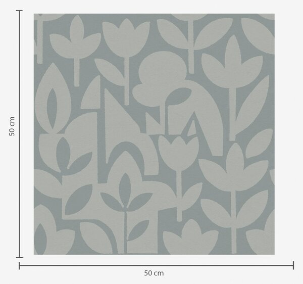 Carta da parati Sagome floreali geometriche in blu ardesia, Parati fiori e piante classici, a00875 : Uwalls.it