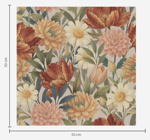 Carta da parati Giardino vintage in caldi toni terracotta e pesca, Parati fiori e piante classici, a00874 : Uwalls.it