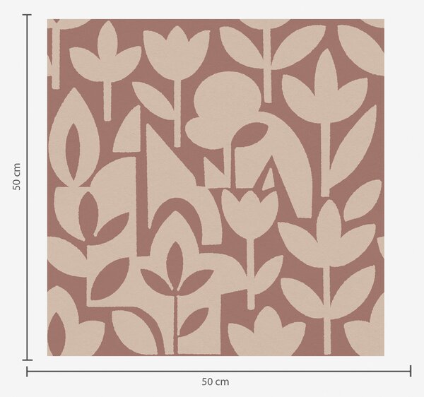Carta da parati Silhouette floreali geometriche in terracotta e crema, Parati fiori e piante classici, a00875v2 : Uwalls.it
