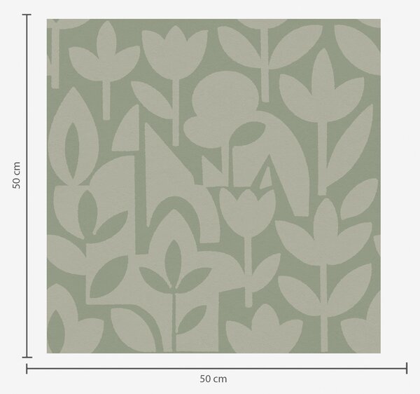 Carta da parati Silhouette floreali geometriche in morbido salvia, Parati fiori e piante classici, a00875v1 : Uwalls.it