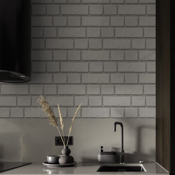 Carta da parati Texture mattone grigio chiaro con bordi sfumati, Parati classici in stile loft, a00878 : Uwalls.it