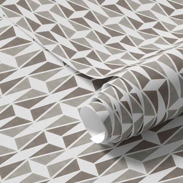 Carta da parati Tessellatura a rombi color tortora e bianco, stile metà secolo, Parati astratta classici, a00905 : Uwalls.it
