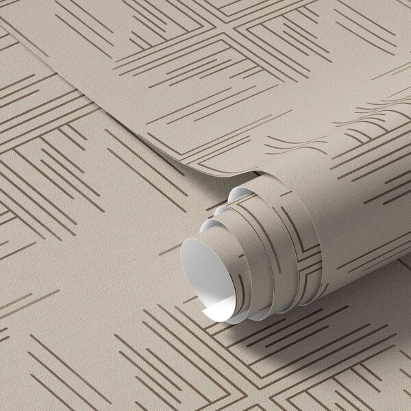 Carta da parati Griglie di linee in cacao con piccole croci centrali, beige, Parati astratta classici, a00911 : Uwalls.it