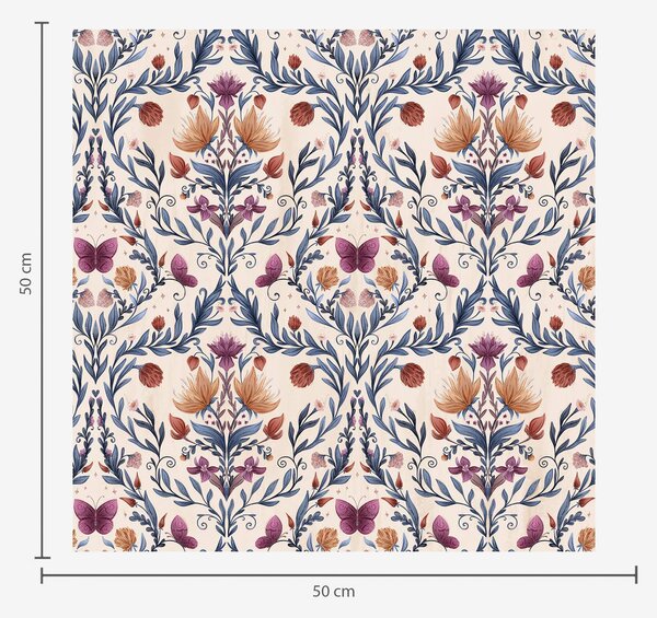 Carta da parati Damasco floreale con farfalle su sfondo color pesca chiaro, Parati fiori e piante classici, a00926 : Uwalls.it