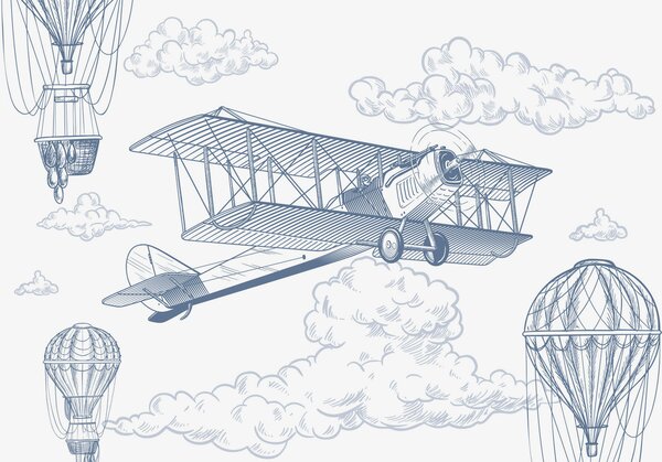 Carta da parati Aereo, Carta da parati per Bambini, w04866v1 : Uwalls.it