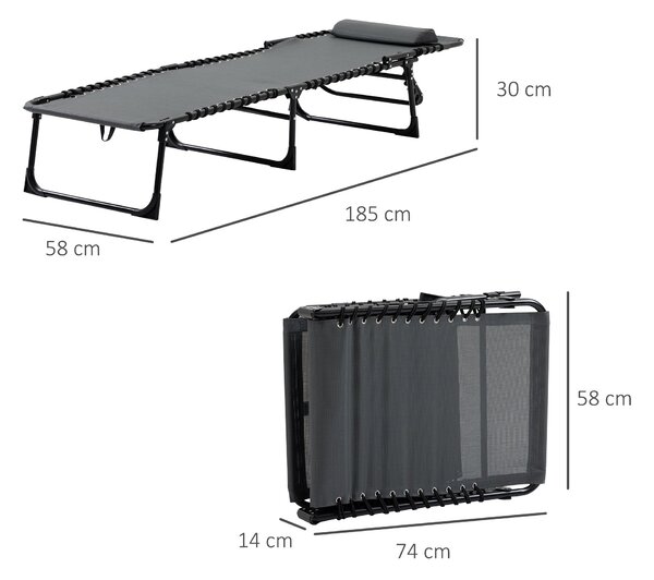 Outsunny Sdraio da Giardino Pieghevole con Schienale Reclinabile su 5 Posizioni e Cuscino, 185x58x30cm, Grigio | Aosom Italy