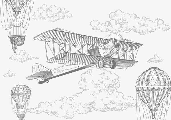 Carta da parati Aereo, Carta da parati per Bambini, w04866v2 : Uwalls.it