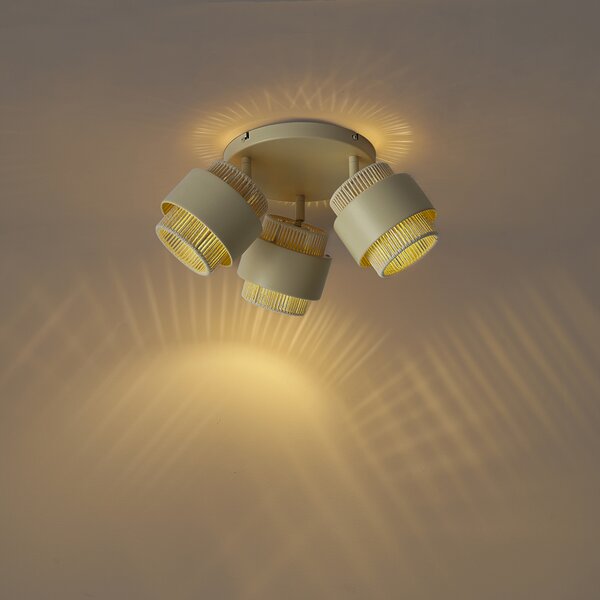 Faretto da soffitto moderno beige a 3 luci con faretti orientabili - Kora
