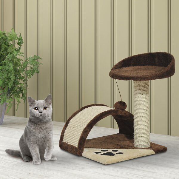 PawHut Albero Tiragraffi per Gatti per Gioco e Relax 36x36x44 cm Marrone|Aosom