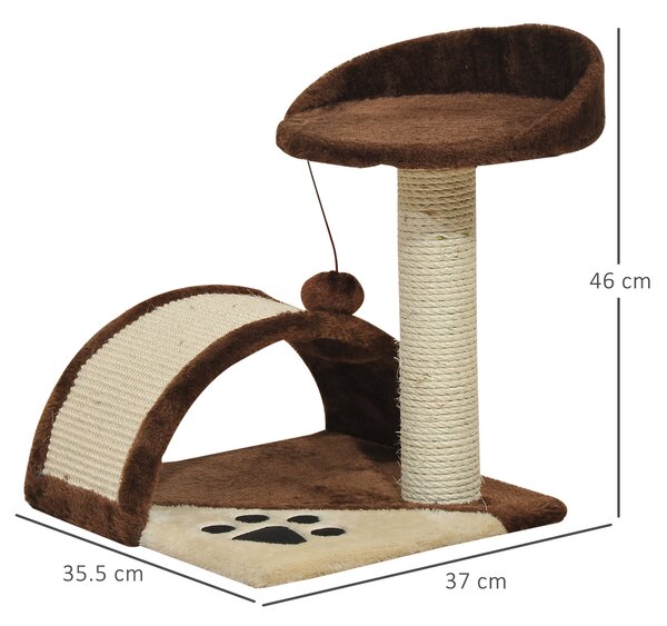 PawHut Albero Tiragraffi per Gatti per Gioco e Relax 36x36x44 cm Marrone|Aosom