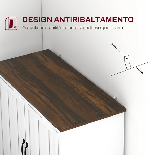 HOMCOM Credenza Cucina Moderna a 2 Ante con Ripiano Regolabile in Legno, 80x39.7x80cm, Bianco