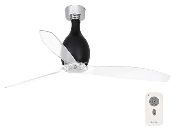 FARO 32026 - Ventilatore da soffitto MINI ETERFAN nero/limpido + telecomando