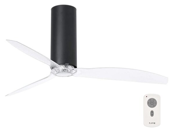 FARO 32036 - Ventilatore da soffitto TUBE FAN nero/limpido + telecomando