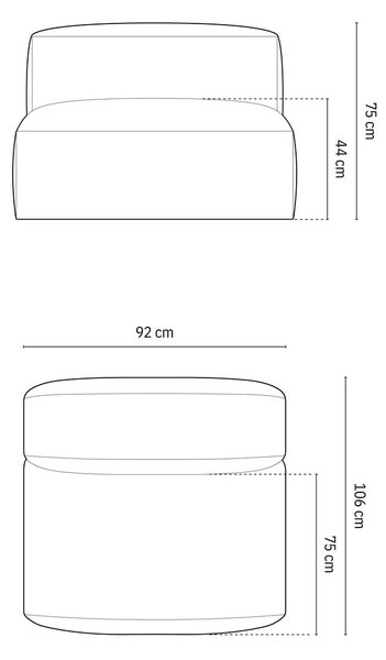 Parte divano componibile marrone chiaro (solo con parte centrale) con rivestimento in velluto Martina – Micadoni