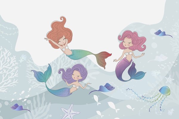 Carta da parati Sirene, Carta da parati per Bambini, w04908 : Uwalls.it