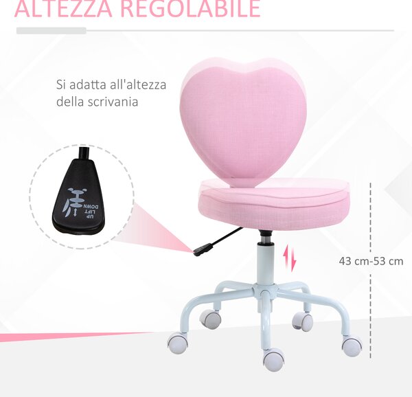 HOMCOM Sedia imbottita senza braccioli, sedia da ufficio girevole con