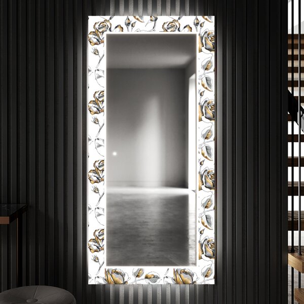 Specchio Decorativo Retroilluminato A LED Per Ingresso - Golden Flowers