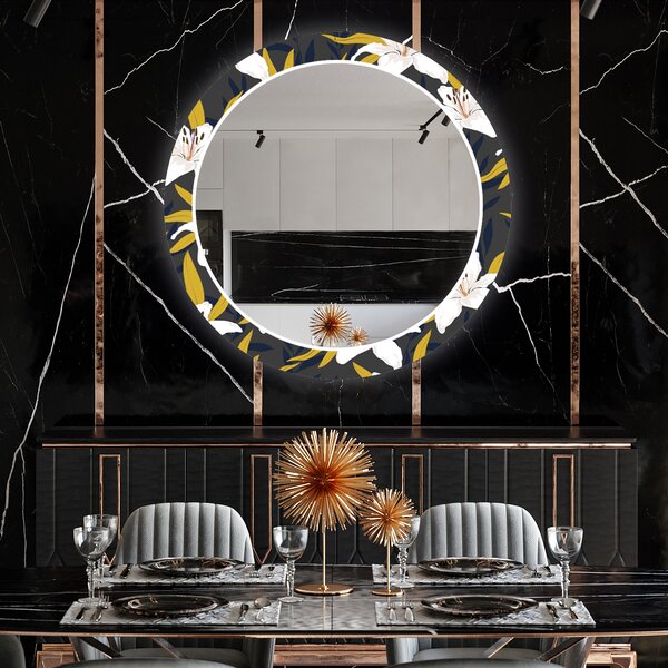 Specchio Decorativo Rotondo Retroilluminato a LED Per La Sala Da Pranzo -  Bells Flowers