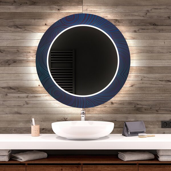 Specchio Decorativo Rotondo Retroilluminato a LED Per Il Bagno - Blue Drawing