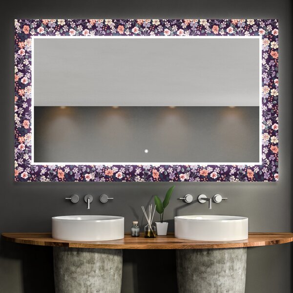 Specchio Decorativo Retroilluminato Per Bagno - Elegant Flowers
