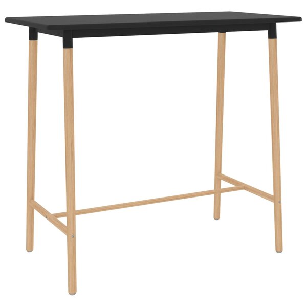 Tavolo da Bar Nero 120x60x105 cm in MDF e Massello di Faggio