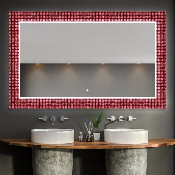 Specchio Decorativo Retroilluminato Per Bagno - Red Mosaic