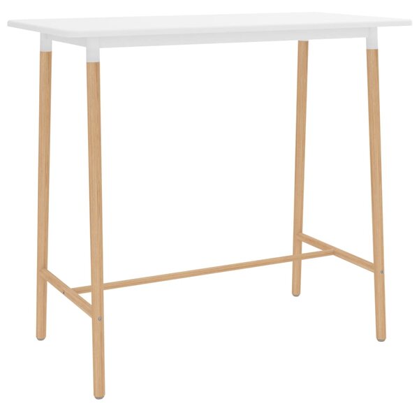 Tavolo da Bar Bianco 120x60x105 cm in MDF e Massello di Faggio