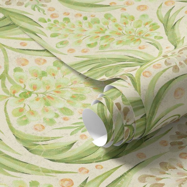 Carta da parati Motivo floreale leggero in delicate tonalità di verde, Parati fiori e piante classici, a00853 : Uwalls.it