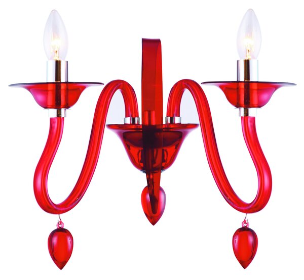 Applique Pendagli Gocce Acrilico Trasparente Rosso Lampada Moderna E14 Ambiente I-estefan-ap2 Rso