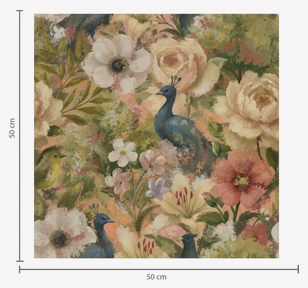 Carta da parati Giardino pittoresco con pavoni e fiori grandi, Parati fiori e piante classici, a00885 : Uwalls.it