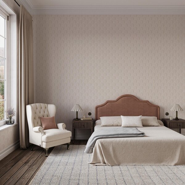 Carta da parati Moduli ad arco piccoli in calde tonalità crema-beige, Parati astratta classici, a00924 : Uwalls.it