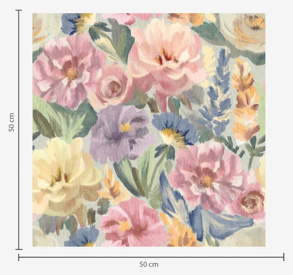 Carta da parati Fiori sfocati con pennello pastello, tavolozza di colori tenui, Parati fiori e piante classici, a00954 : Uwalls.it