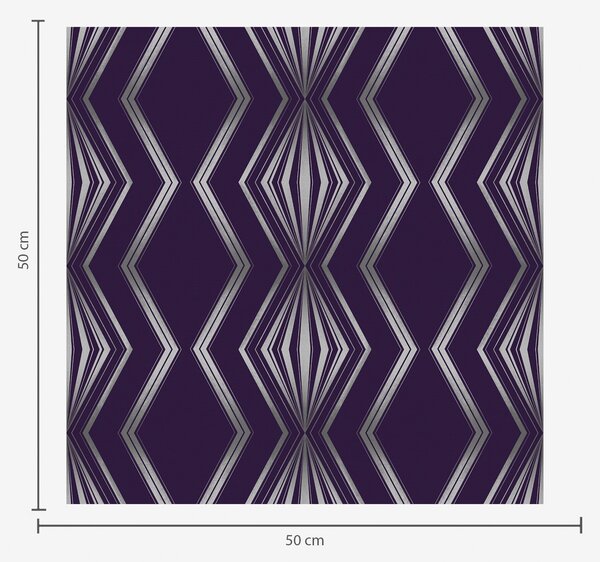 Carta da parati Sfondo viola intenso con rombi e linee grigie a zigzag, Parati astratta classici, a00974v1 : Uwalls.it