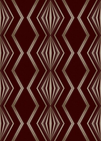 Carta da parati Sfondo bordeaux con rombi ritmici e linee a zigzag, Parati astratta classici, a00974 : Uwalls.it