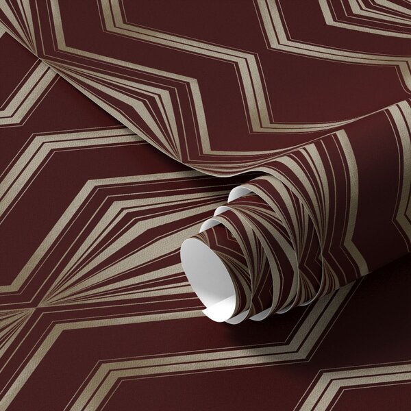 Carta da parati Sfondo bordeaux con rombi ritmici e linee a zigzag, Parati astratta classici, a00974 : Uwalls.it