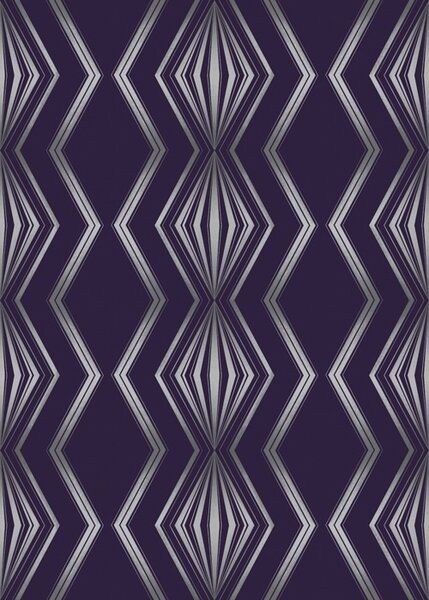 Carta da parati Sfondo viola intenso con rombi e linee grigie a zigzag, Parati astratta classici, a00974v1 : Uwalls.it