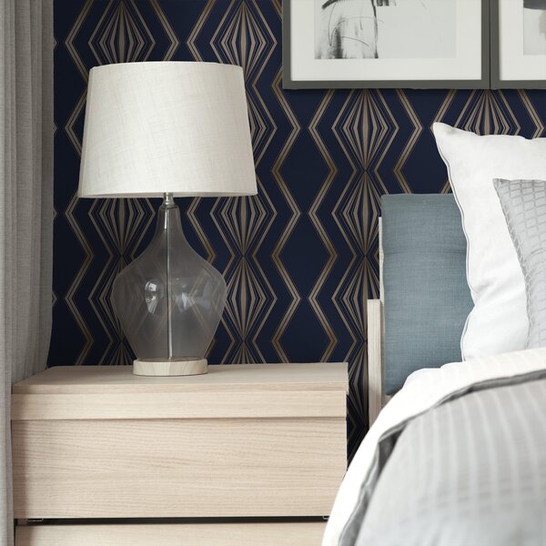 Carta da parati Sfondo blu scuro con rombi geometrici e zigzag, Parati astratta classici, a00974v2 : Uwalls.it