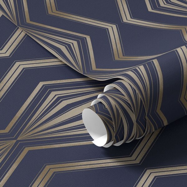 Carta da parati Sfondo blu scuro con rombi geometrici e zigzag, Parati astratta classici, a00974v2 : Uwalls.it