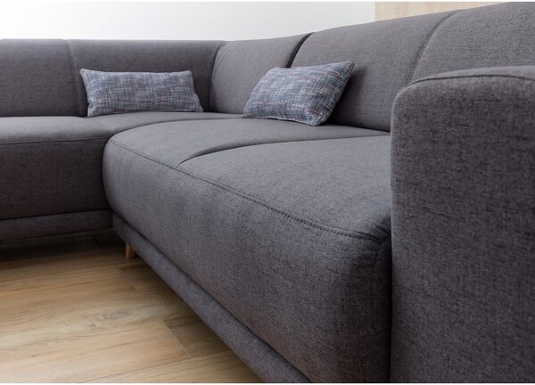 Divano angolare grigio allungabile e con contenitore (con penisola a sinistra/a L) Classy Sophie – Miuform