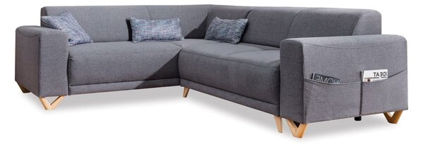 Divano angolare grigio allungabile e con contenitore (con penisola a sinistra/a L) Classy Sophie – Miuform
