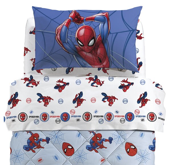 Completo Lenzuola PIAZZA E MEZZA Spider-Man Super Web UNICA Cotone Caleffi