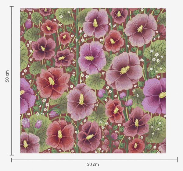 Carta da parati Ibisco in fiore su uno sfondo caldo rosso-brunastro, Parati fiori e piante classici, a00993v1 : Uwalls.it