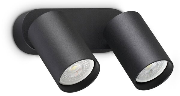 Lampada Da Parete Dynamite 2 Luci GU10 Nera Dimmerabile Metallica Ideal Lux