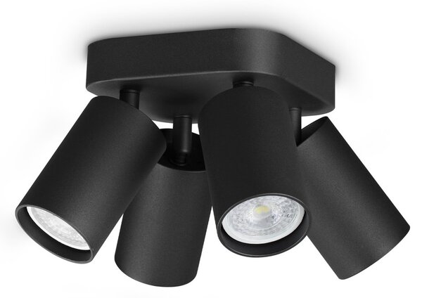 Plafoniera DYNAMITE 4 luci GU10 dimmerabile nera metallo/ alluminio Ideal Lux